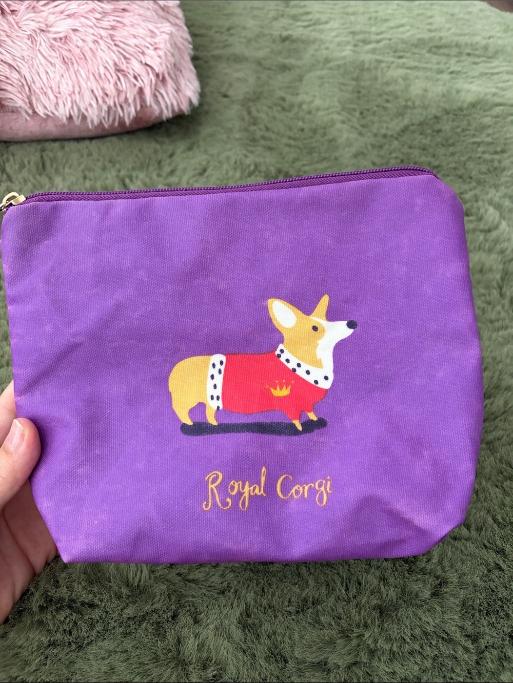 Purple 'Royal Corgi' Zip Pouch